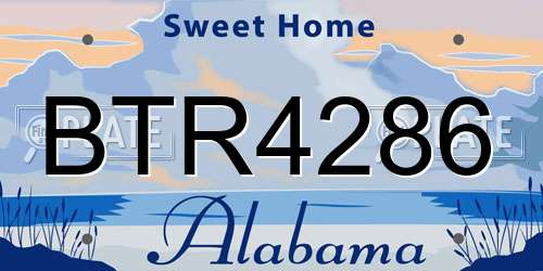 BTR4286 Alabama License Plate