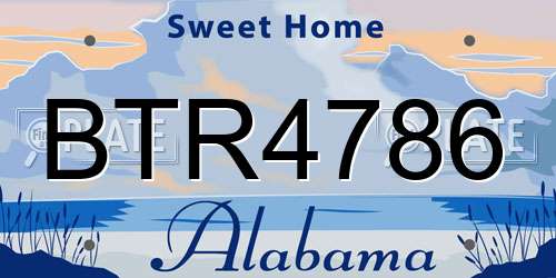 BTR4786 Alabama License Plate
