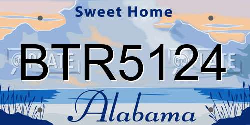 BTR5124 Alabama License Plate