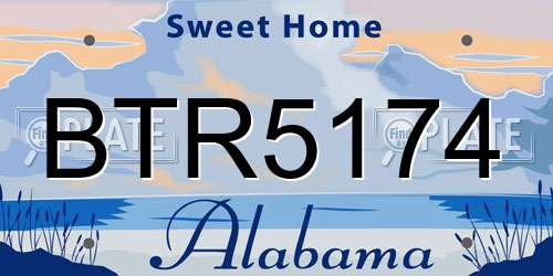 BTR5174 Alabama License Plate