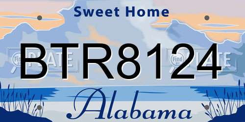 BTR8124 Alabama License Plate