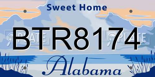 BTR8174 Alabama License Plate