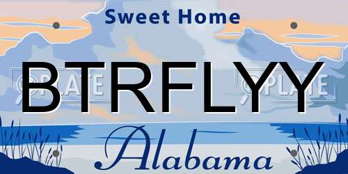 BTRFLYY Alabama License Plate