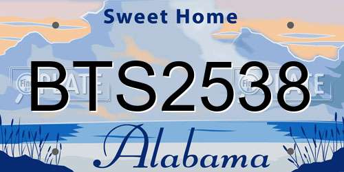 BTS2538 Alabama License Plate
