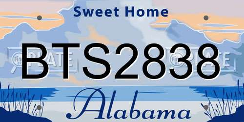 BTS2838 Alabama License Plate