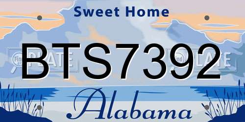 BTS7392 Alabama License Plate