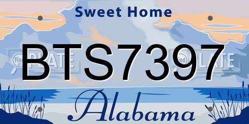BTS7397 Alabama License Plate