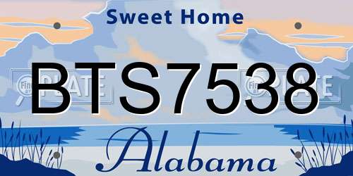 BTS7538 Alabama License Plate