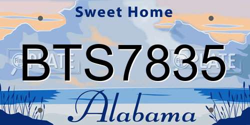BTS7835 Alabama License Plate