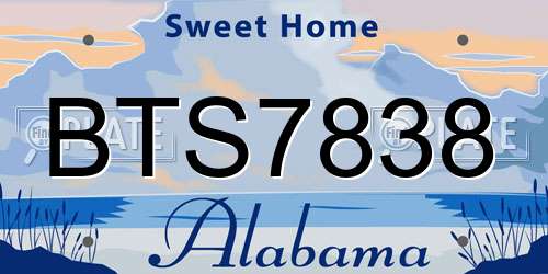BTS7838 Alabama License Plate