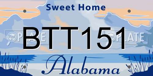 BTT151 Alabama License Plate