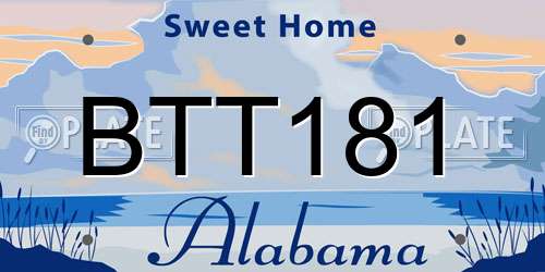 BTT181 Alabama License Plate