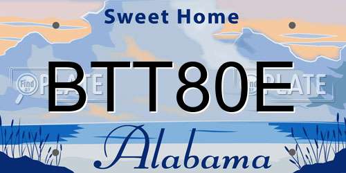 BTT80E Alabama License Plate