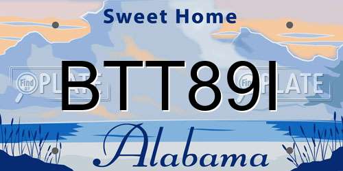 BTT89I Alabama License Plate