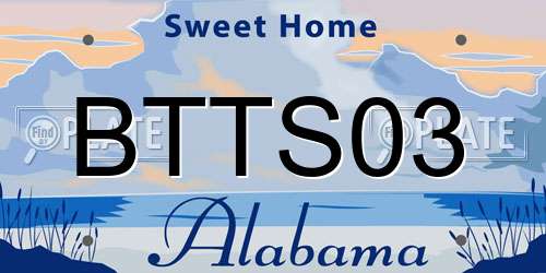 BTTS03 Alabama License Plate