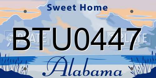 BTU0447 Alabama License Plate