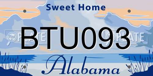 BTU093 Alabama License Plate