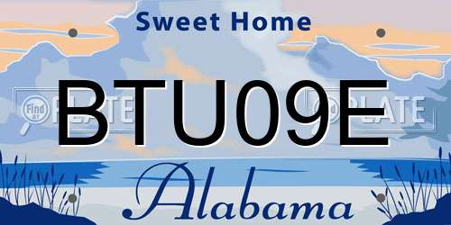 BTU09E Alabama License Plate