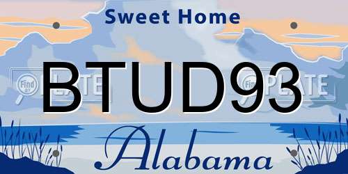 BTUD93 Alabama License Plate