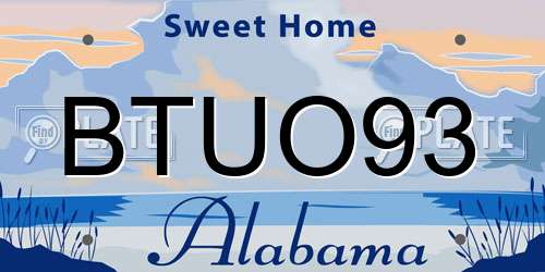BTUO93 Alabama License Plate