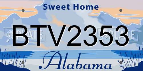 BTV2353 Alabama License Plate