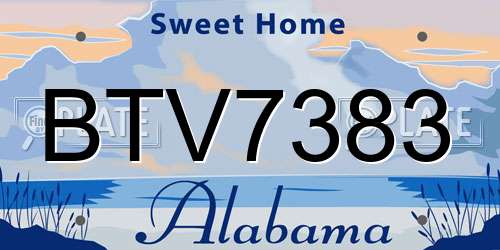 BTV7383 Alabama License Plate