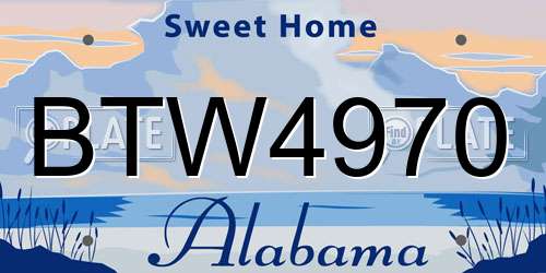 BTW4970 Alabama License Plate