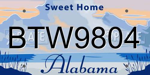 BTW9804 Alabama License Plate