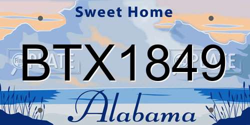 BTX1849 Alabama License Plate