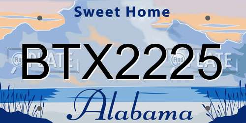 BTX2225 Alabama License Plate