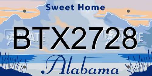BTX2728 Alabama License Plate