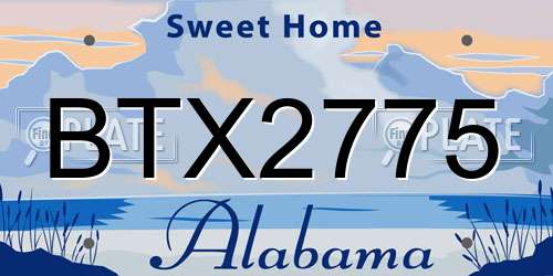 BTX2775 Alabama License Plate