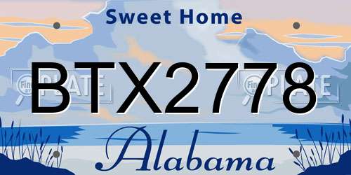BTX2778 Alabama License Plate