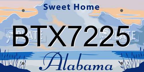 BTX7225 Alabama License Plate