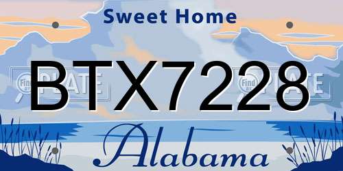 BTX7228 Alabama License Plate