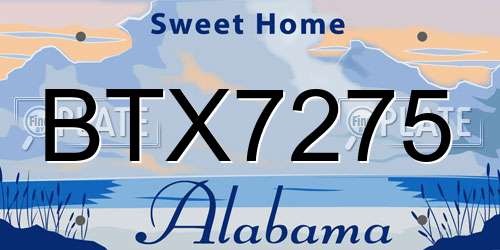 BTX7275 Alabama License Plate