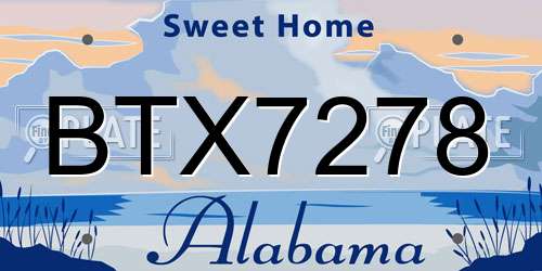 BTX7278 Alabama License Plate