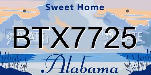 BTX7725 Alabama License Plate