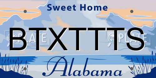 BTXTTTS Alabama License Plate