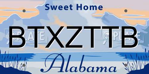 BTXZTTB Alabama License Plate