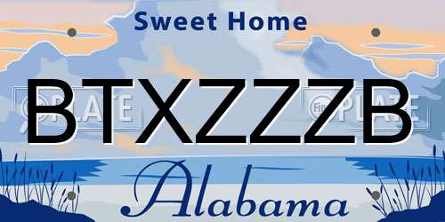BTXZZZB Alabama License Plate