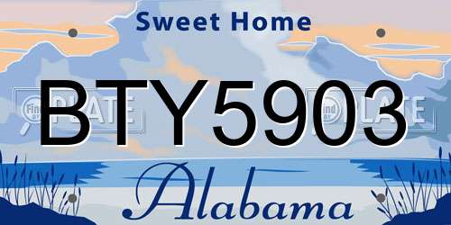 BTY5903 Alabama License Plate