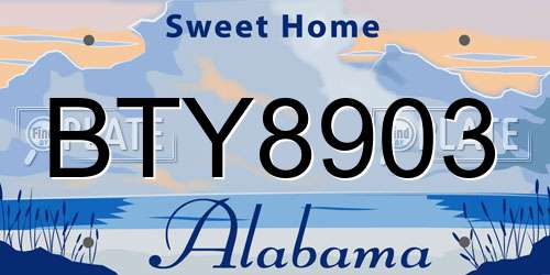 BTY8903 Alabama License Plate