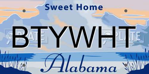 BTYWHT Alabama License Plate