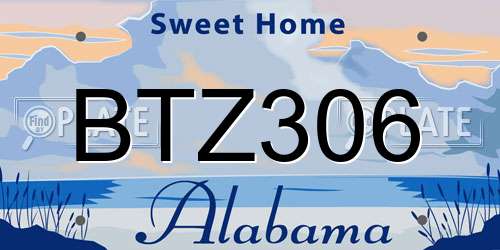 BTZ306 Alabama License Plate