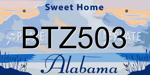 BTZ503 Alabama License Plate