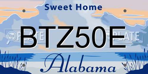 BTZ50E Alabama License Plate