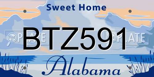 BTZ591 Alabama License Plate