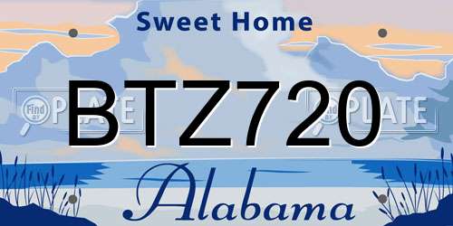 BTZ720 Alabama License Plate