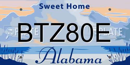 BTZ80E Alabama License Plate